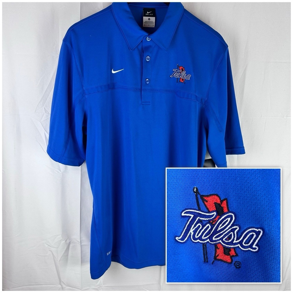 Tulsa Golden Hurricane Nike Dri-Fit Polo Blue Medium TU M-51115 NWT $65